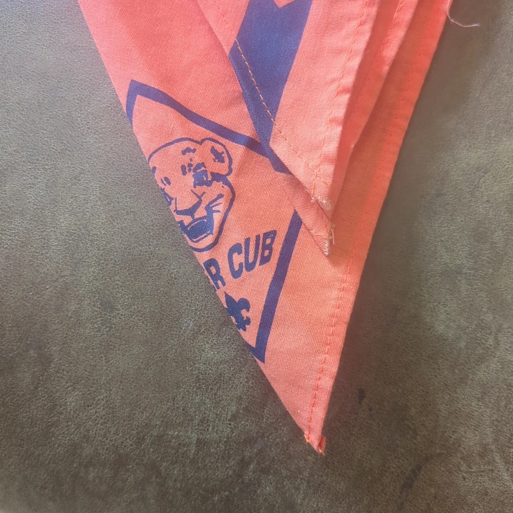 Kids Orange Triangle Bandana Scarf with Navy Graphic